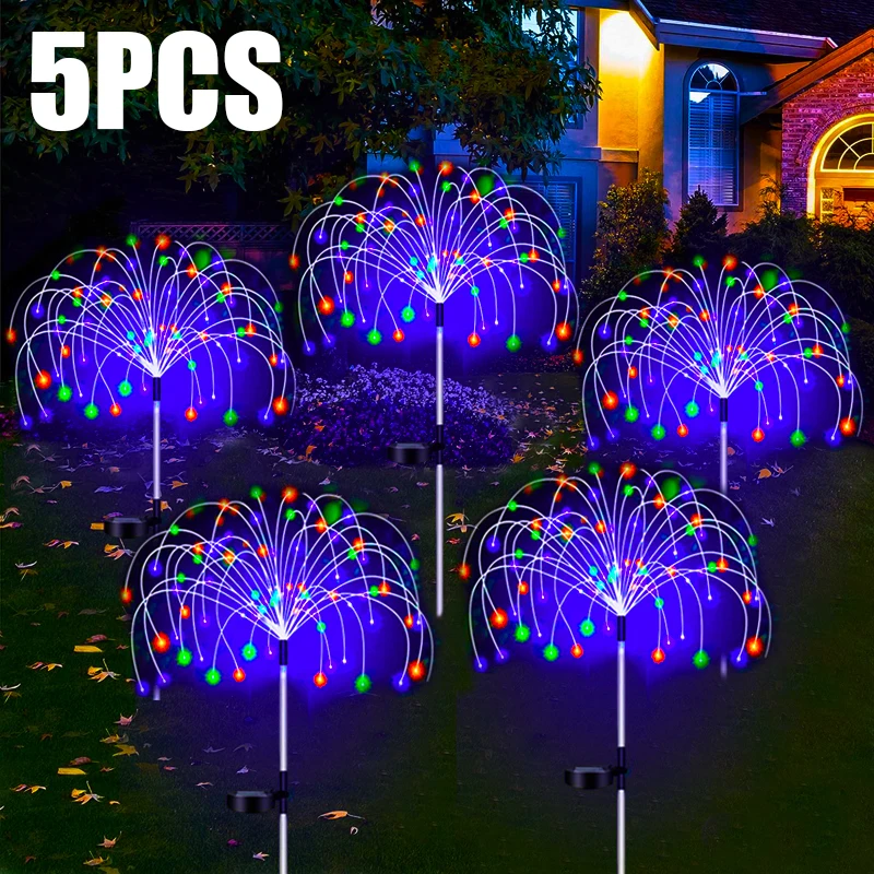 Solar Led Fairy Pathway Lights Outdoor Impermeabile Fuochi D'Artificio Decor Giardino Prato Lampada A Energia Solare Per Cortile Balcone Patio Natale