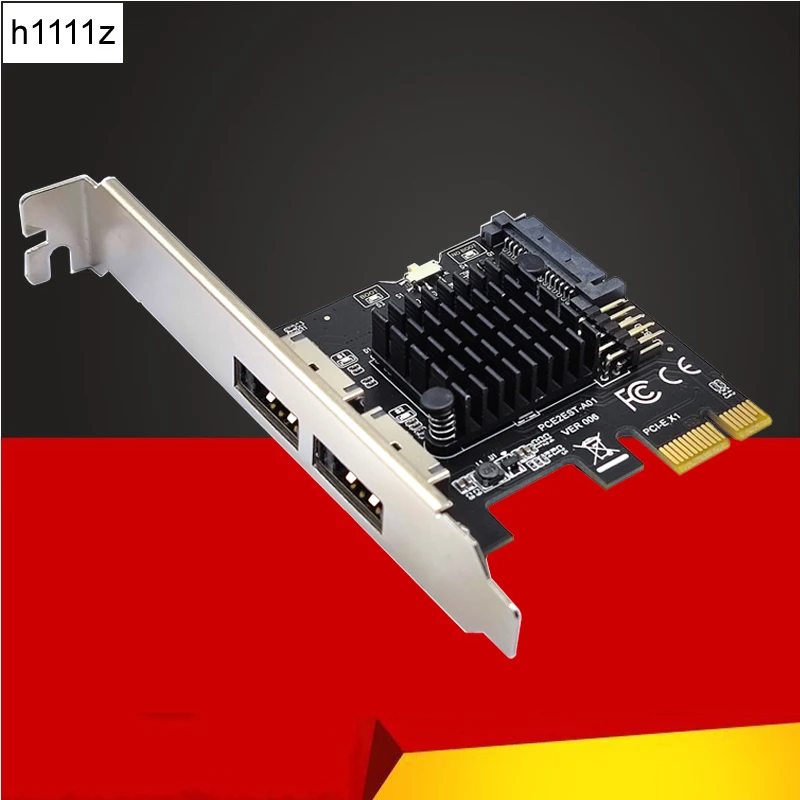 

Плата расширения PCI Express eSATA PCIE X1 на 2 порта, адаптер eSATA с SATA Power USB2.0 9-контактный разъем, поддержка 2,5-дюймового HDD ASM1061 чипа