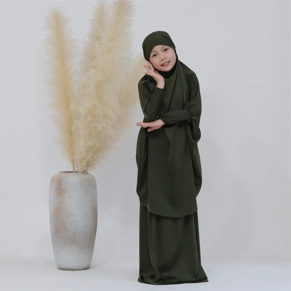 Renholin Abito da donna in due pezzi musulmano Abaya Kafan Abito da