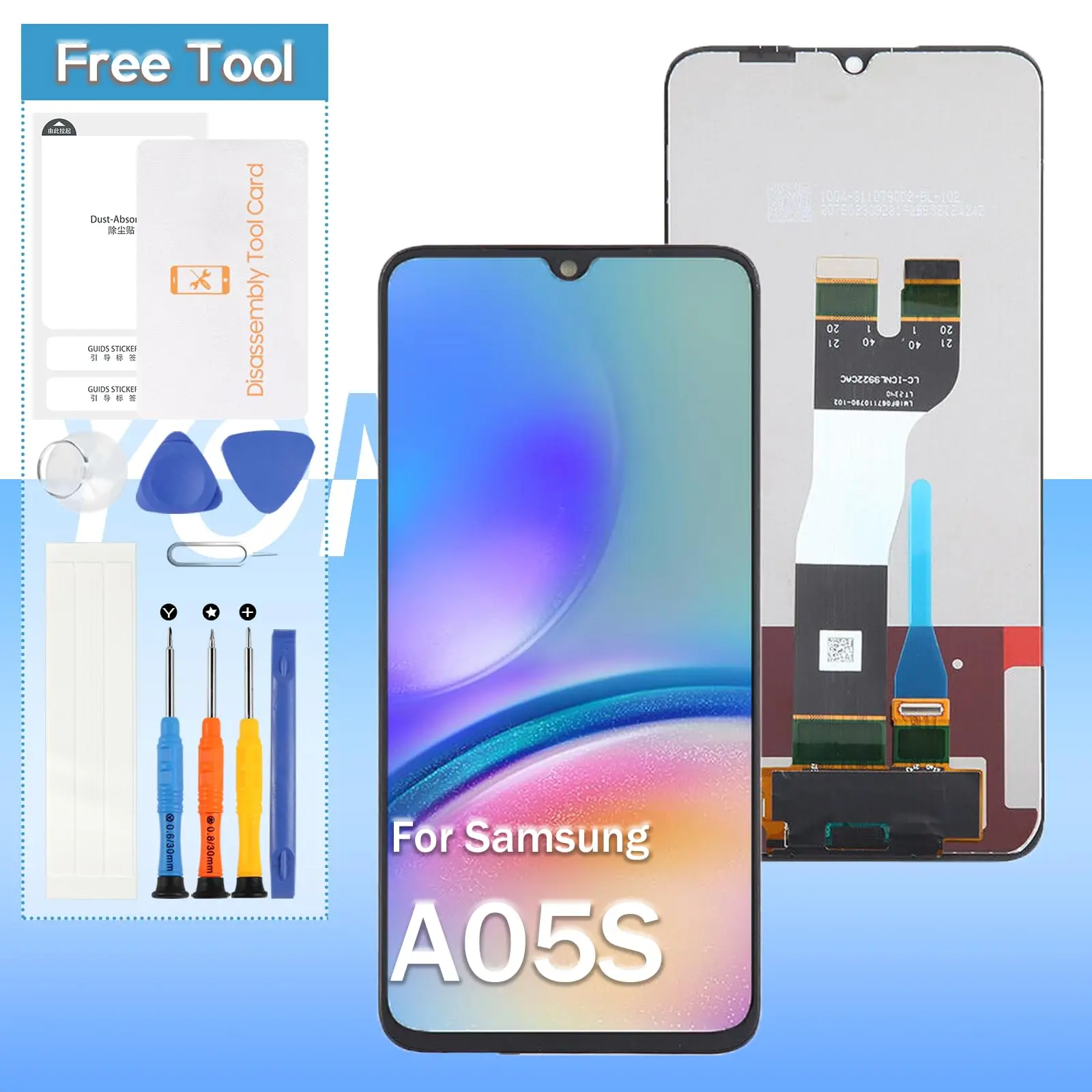 

Для оригинального Samsung Galaxy A05S/ A057, сменный ЖК-дисплей, сенсорный экран, цифровая сборка, запасные части, набор с инструментами (черный)