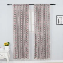 Bohemian Tassel Curtains for Living Room Bedroom Red Black Printed Linen Window Curtains for Dining Room Blind Drapes Customize