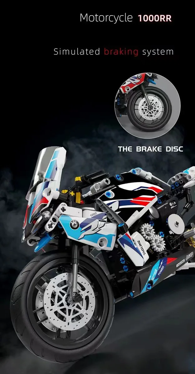 Technology Bmw S1000Rr Dirt Motorcycle Building Blocks Model Motorbike Toy
