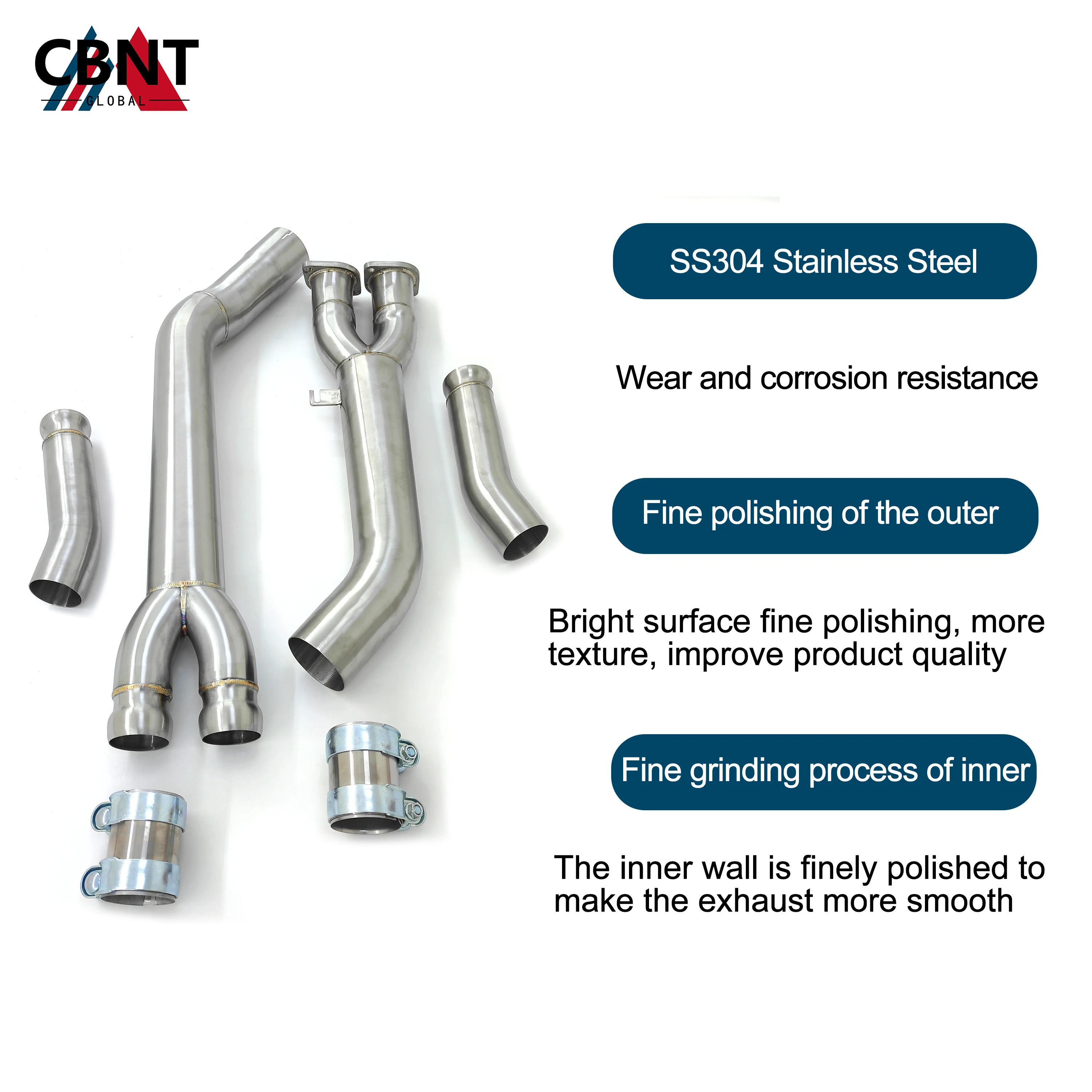 CBNT Exhaust-pipe System for BMW X3M F97 X4M F98 3.0T Midpipe 89mm/3.5inches SS304 Stainless Steel High Performance Middle Pipe