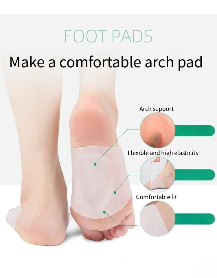 Silikon-Bogen-Einlegesohlen, orthopädische Plattfußstütze, Schuheinlegesohle für Füße, Plantarfasziitis, Socken, Vorfußpolster, Fußpflege, Schuhpolster – Detail 4
