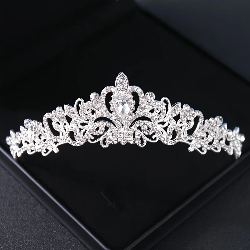 Tiara Cristallo Argento Con Strass - Diadema Principessa Per Matrimoni