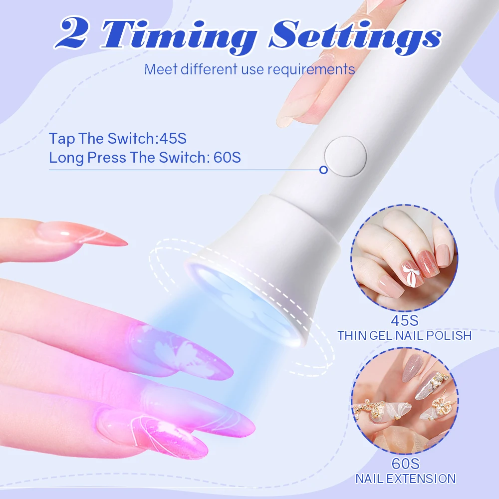 Portable Handheld UV LED Flashlight Nail Lamp 6 LED Beads Quick Dry USB Nail Dryer 18W Machine Nail Gel Dry Nail Art Tool 2
