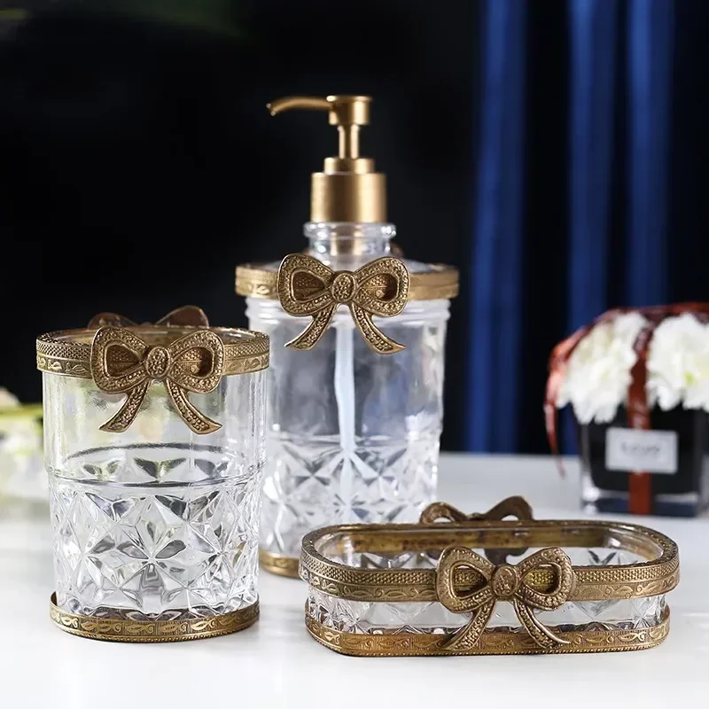 

Decoration Vintage Lotion Bathroom Luxury Brass Handicrafts, Cups Soap Storage Bottles Boxes Accessories glass Supplies