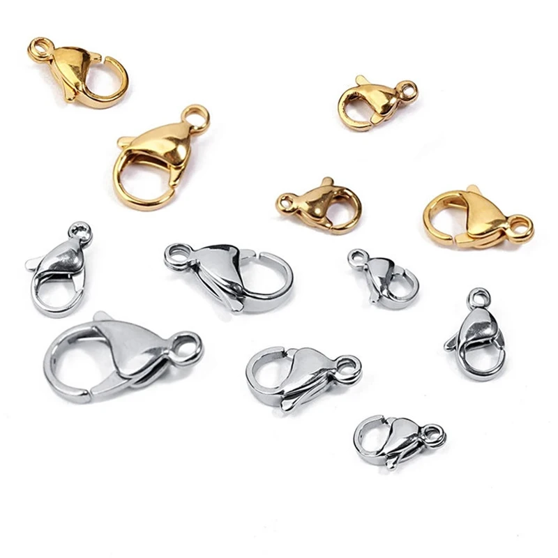 10-30Pcs Stainless Steel Lobster Clasp with Jump Rings For Bracelet  Necklace Chains DIY Jewelry Making Findings Supplies