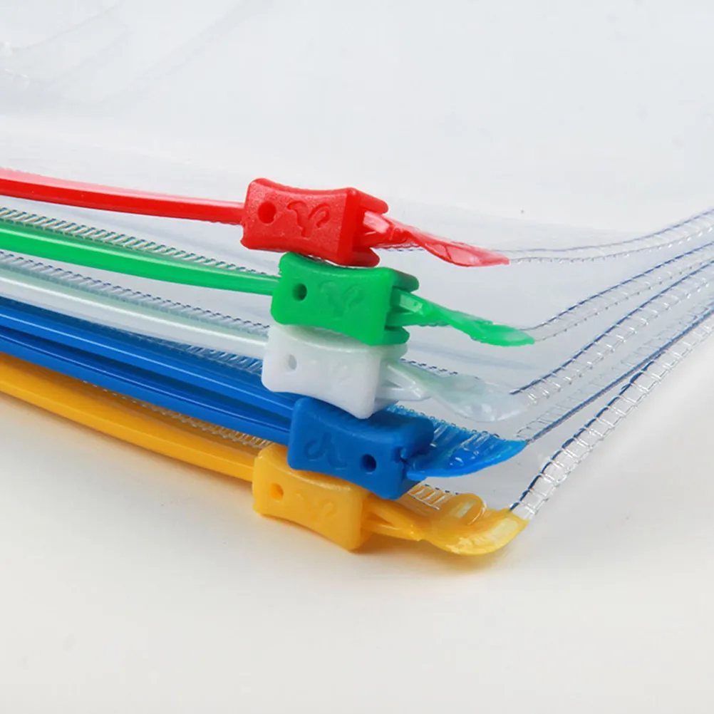 10Pcs 투명 재사용 가능한 지퍼 파일 가방 A4 방수 PVC 편지지 주최자 사무실 학교 청구서 용 휴대용 문서 가방