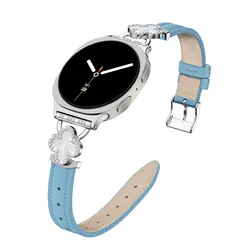Premium Leather Watch Band - Classic Bracelet Strap - Watch8 Classic 46mm (Blue - Silver)