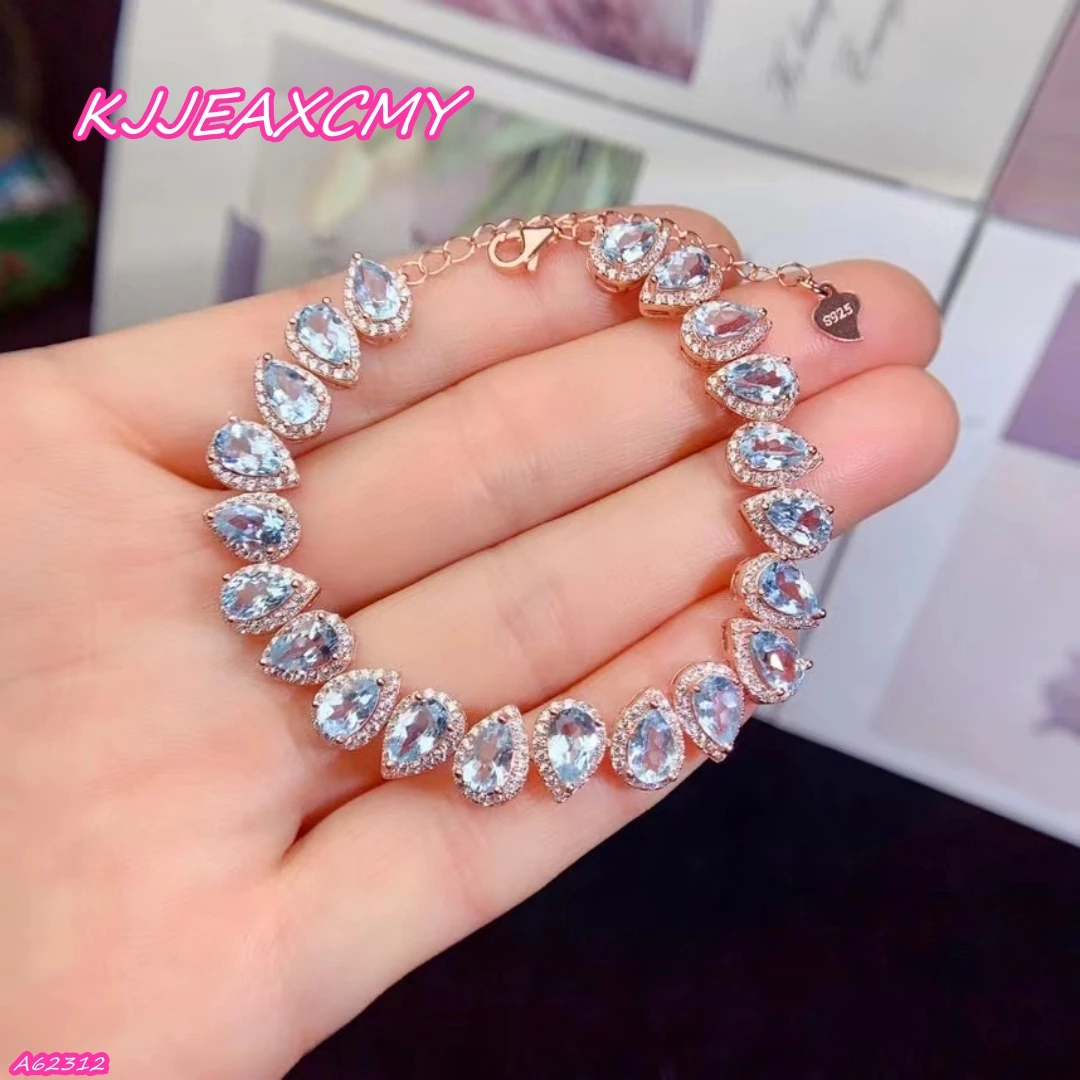 Muslimah Boutique Jewelry 925 Sterling Silver Natural Gem Sky Blue Topaz Wedding Bracciale Party Birthday Christmas Gift New
