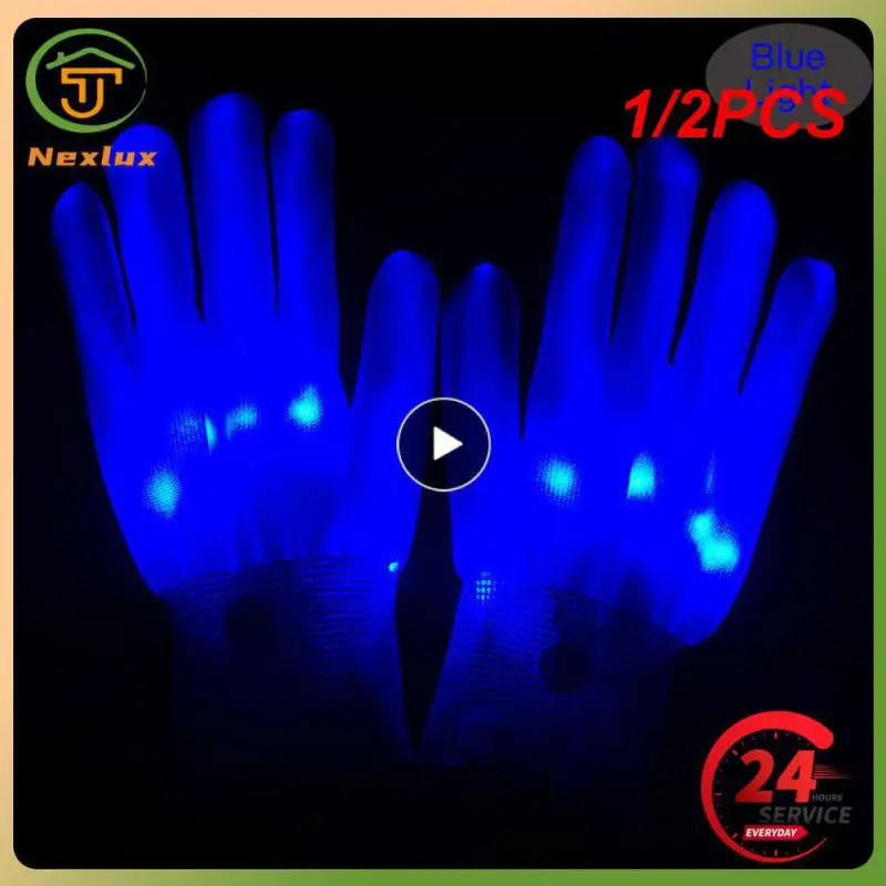 1paar Led Licht Hand Finger Handschuhe Halloween Tanz Dekor