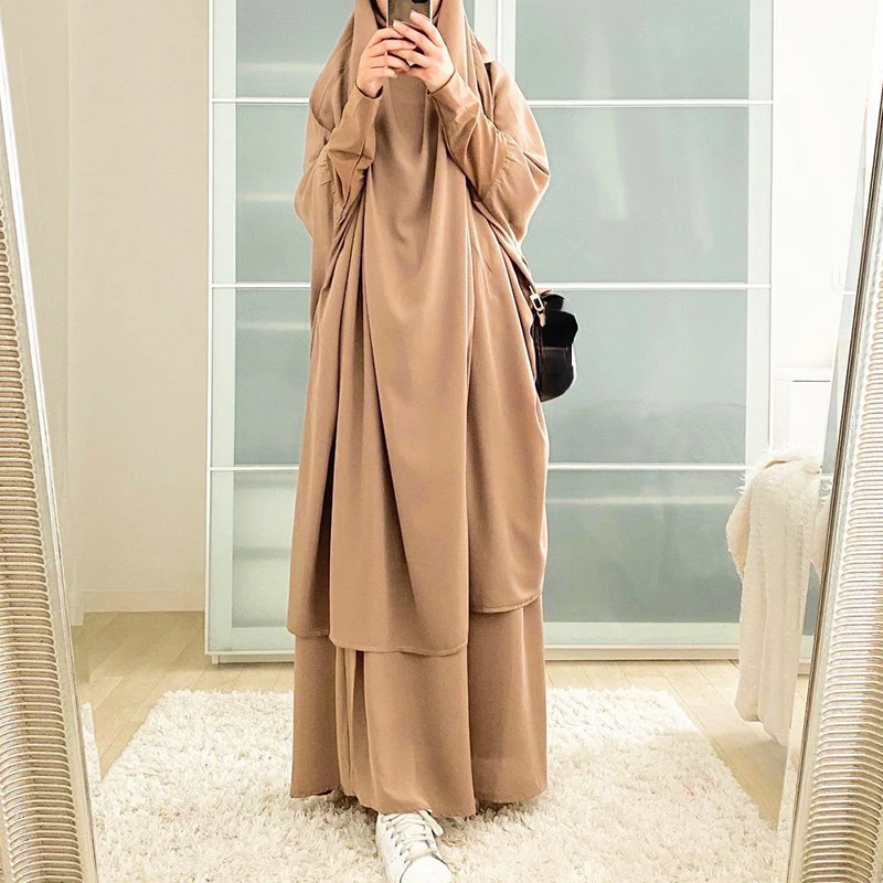 

Muslim Sets Jilbab Abaya Dubai Clothes For Islam Women Plain Dresses Casual Eid Ramadan Clothing Khimar Skirt Modest Robe