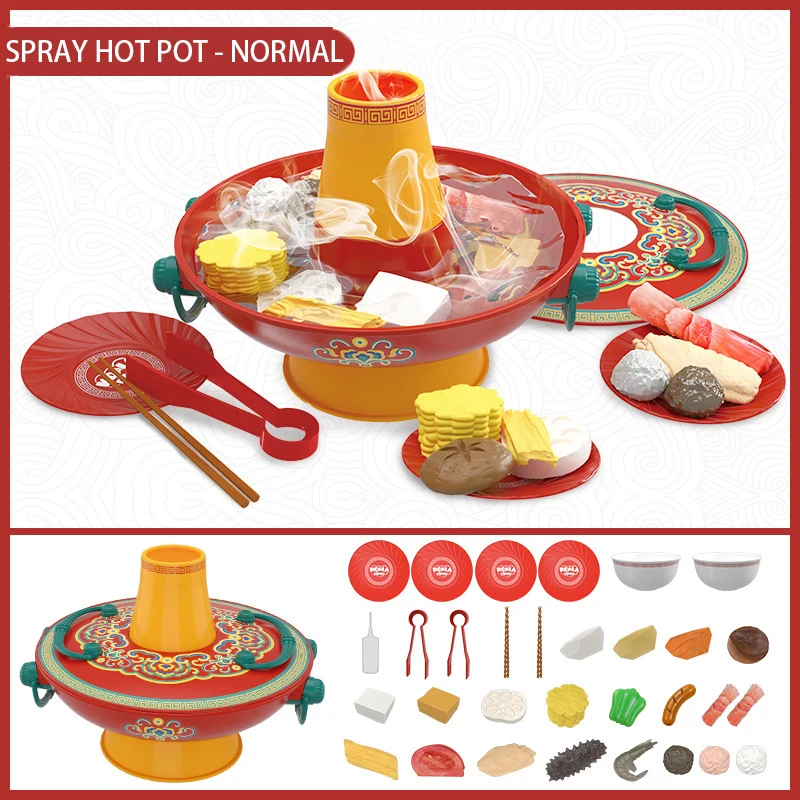 Comida de ano novo crianças casa de jogo brinquedos de cozinha simulação  jogando fogão lateral panela quente cozinhar cena brinquedos educativos -  AliExpress