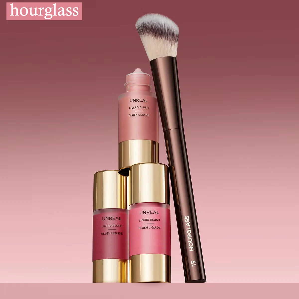 Hourglass No. 15 Blush Brush Cheeks Contour Blush Stippling Brush Cream Liquid Blushes Makeup Tool Angled Cream Blush Brush 3