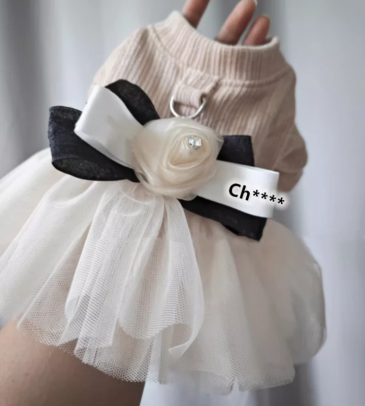 

Spring Cute Bow Pet Dress Leash Suit Luxury Brand Puppy Dog Dress Summer