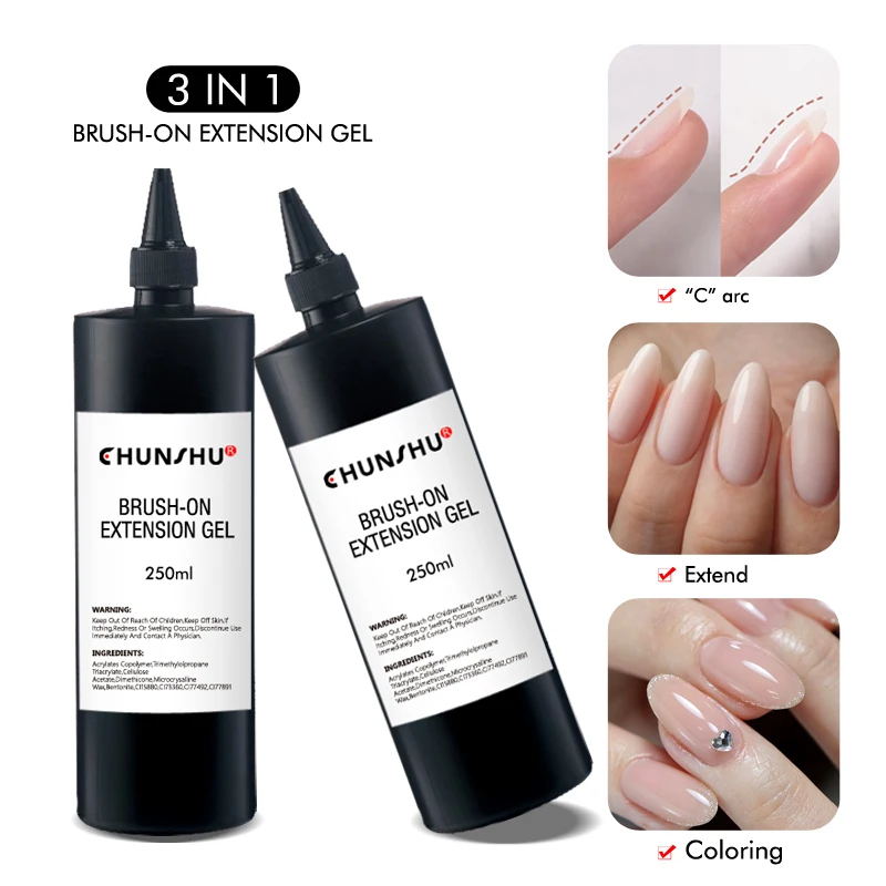 CHUNSHU Refill Extension Gel Nail Polish 250ML Soak Off  Brush On Builder Nail Hard Gel Varnishes Rubber Base Coat DIY Manicure 4