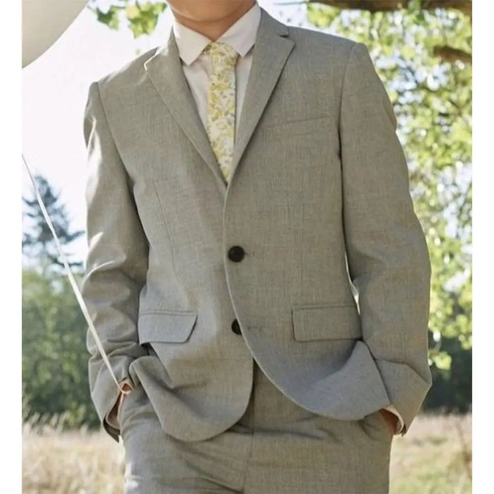 

Linen Tuxedo Suits for Boys High Quality Slim Fit Children's Outfits Single Breasted Casual Wedding Ring Bearer 3-16 Years