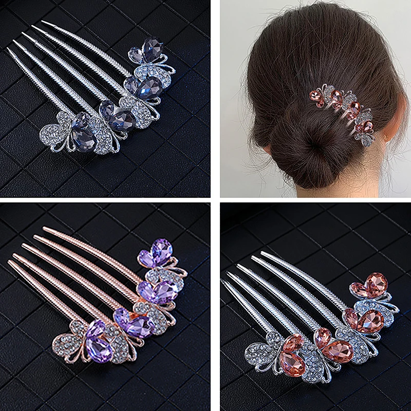 Vintage Kristall Blume Haar Clips Koreanischen Stil Mode Perle Strass Haar Kämme Glänzende Haarnadeln Für Frauen Haar Zubehör – Detail 6