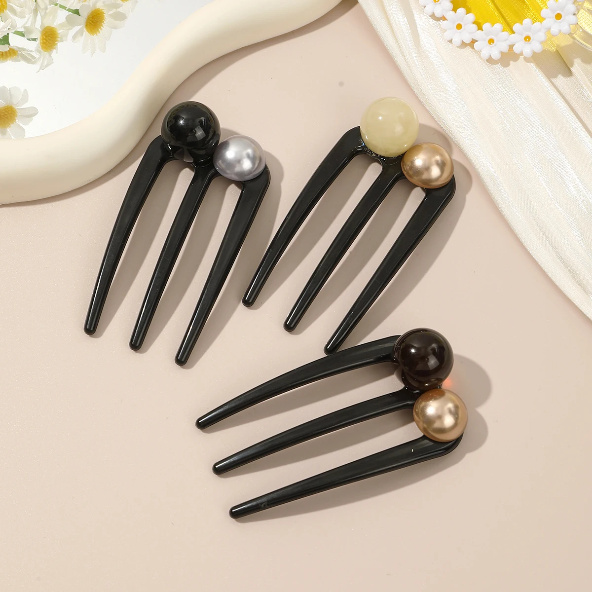 1pc Elegant Pearl Hair Stick Comb Women Temperament Hair Fork Hairpin Ladies Girls Fashion Retro Headdress Hair Accessories