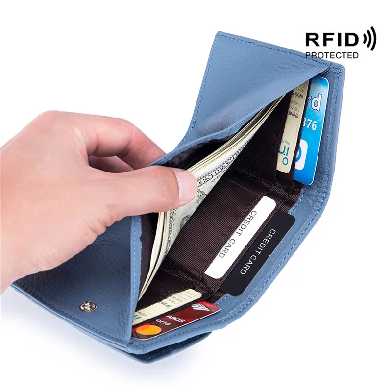 Women Top Cowhide Purses Female Cowhide Wallets Lady Small Coin Pocket Card Holder Mini Money Bag Portable Clutch New