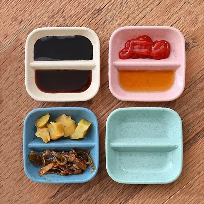 Kitchen Seasoning Dish Creative Wheat Straw Dish Plastic Snack Plate Pickles Saucer Household Tableware Sauce Dipping Snack