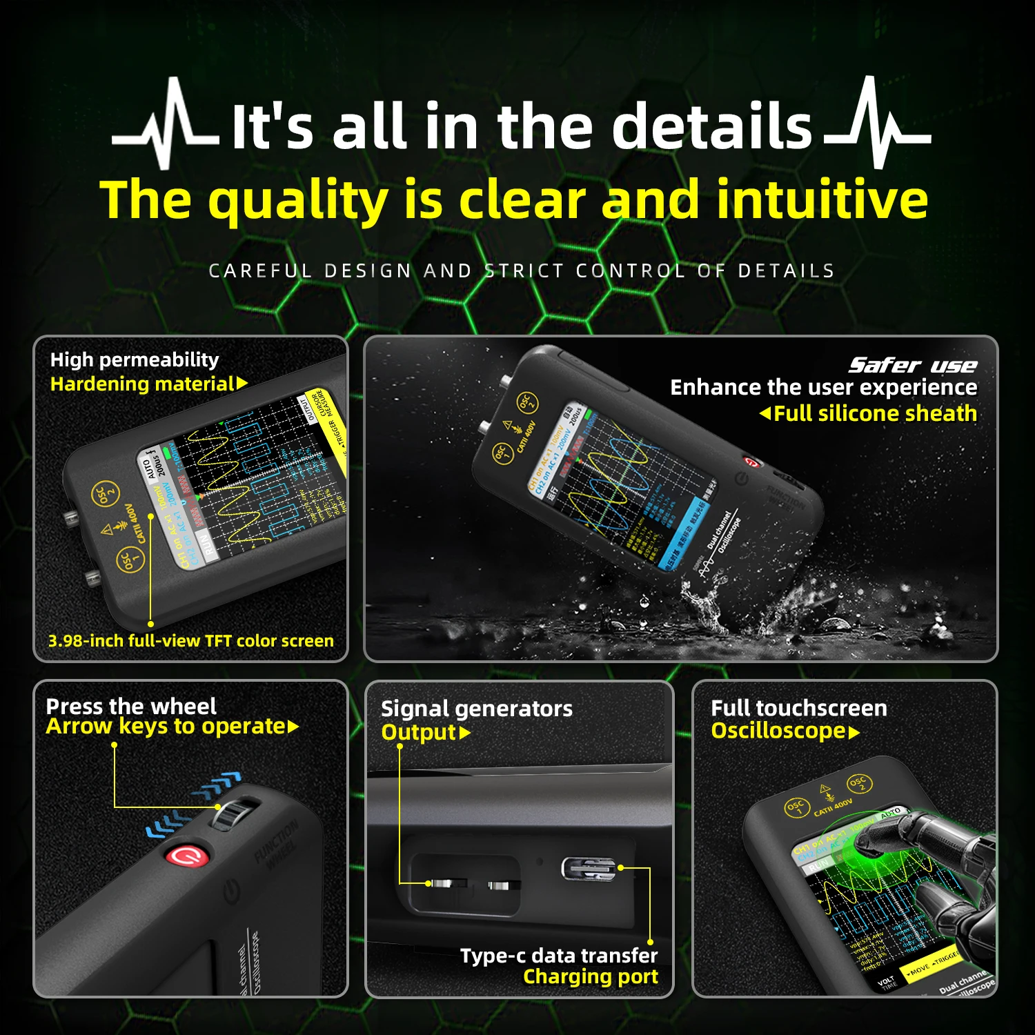 TK Touch Screen Digital Oscilloscope + Signal Generator Dual Channel Bandwidth 50Mhz Sampling rate 250MSa/s 3.98 i