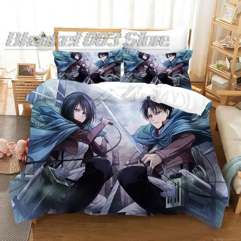 

3D Printed Bedding Set Duvet Covers Anime Attack on Titan Pillowcases Comforter Bedding Set Bedclothes Bed Linen (NO sheet)