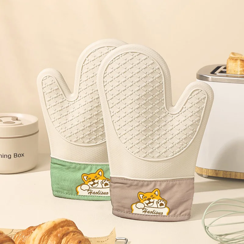 Silicone Heat Resistant Oven Gloves Heavy Duty Non-Slip Baking Mitts Microwave & Kitchen Safe High Temp Burn Protection for Cooking