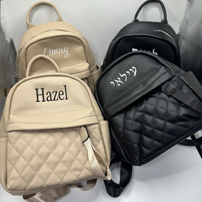 

Custom Name PU Backpack for Women Personalized New Versatile Backpack Embroidered Any Name Ladies Gift Outdoor Leather Bags