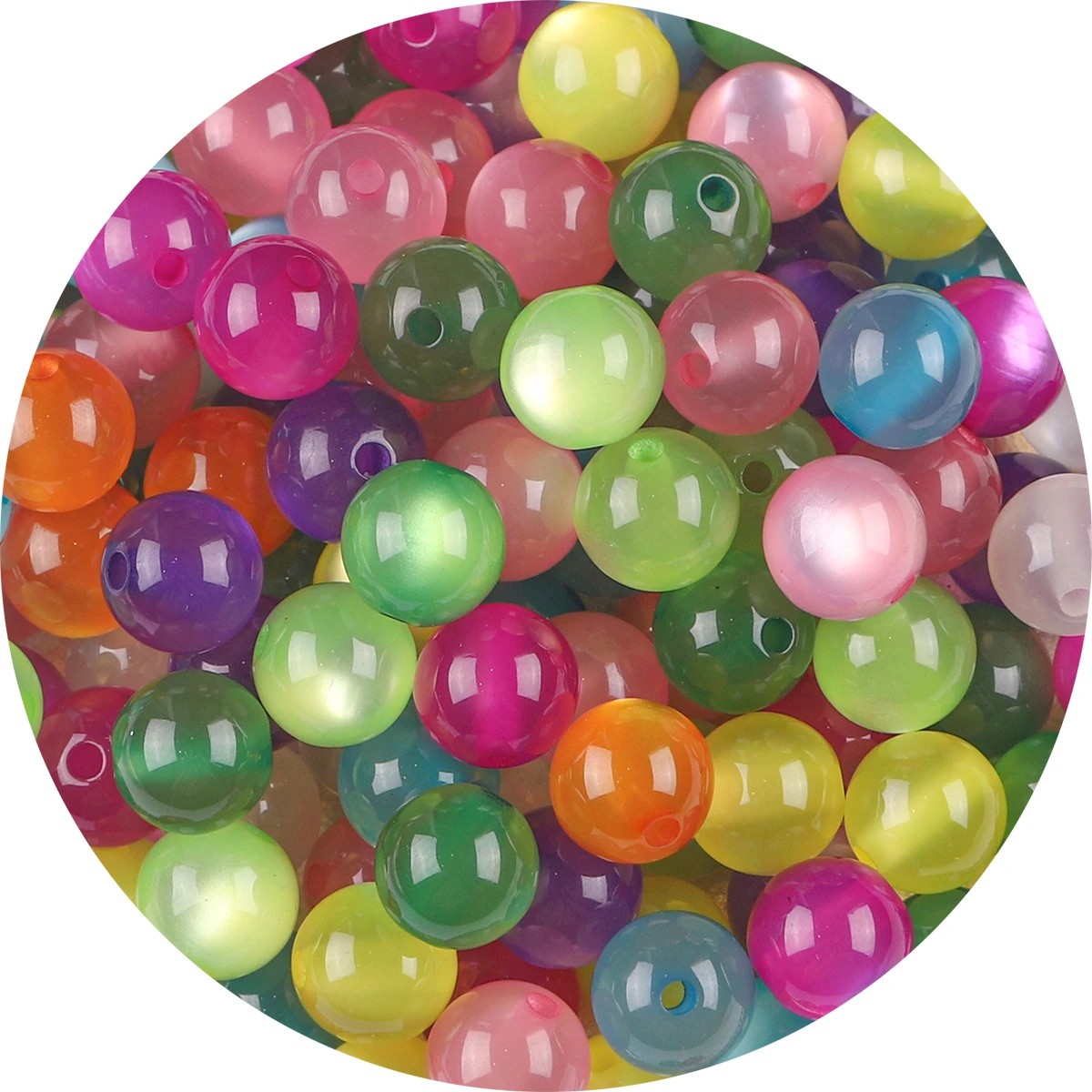 Resin Imitation Cat Eye Round Beads Colorful Straight Hole Loose Beads Handmade Diy Beaded Earrings Accessories Bracel 100pcs pack stone beads