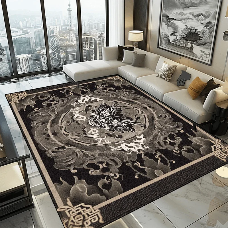Retro Luxury Black Carpet Living Room Large Size Rug Non-slip Coffee Tables Mat Home Decoration Bedroom Lounge Rug Tapis Salon 4