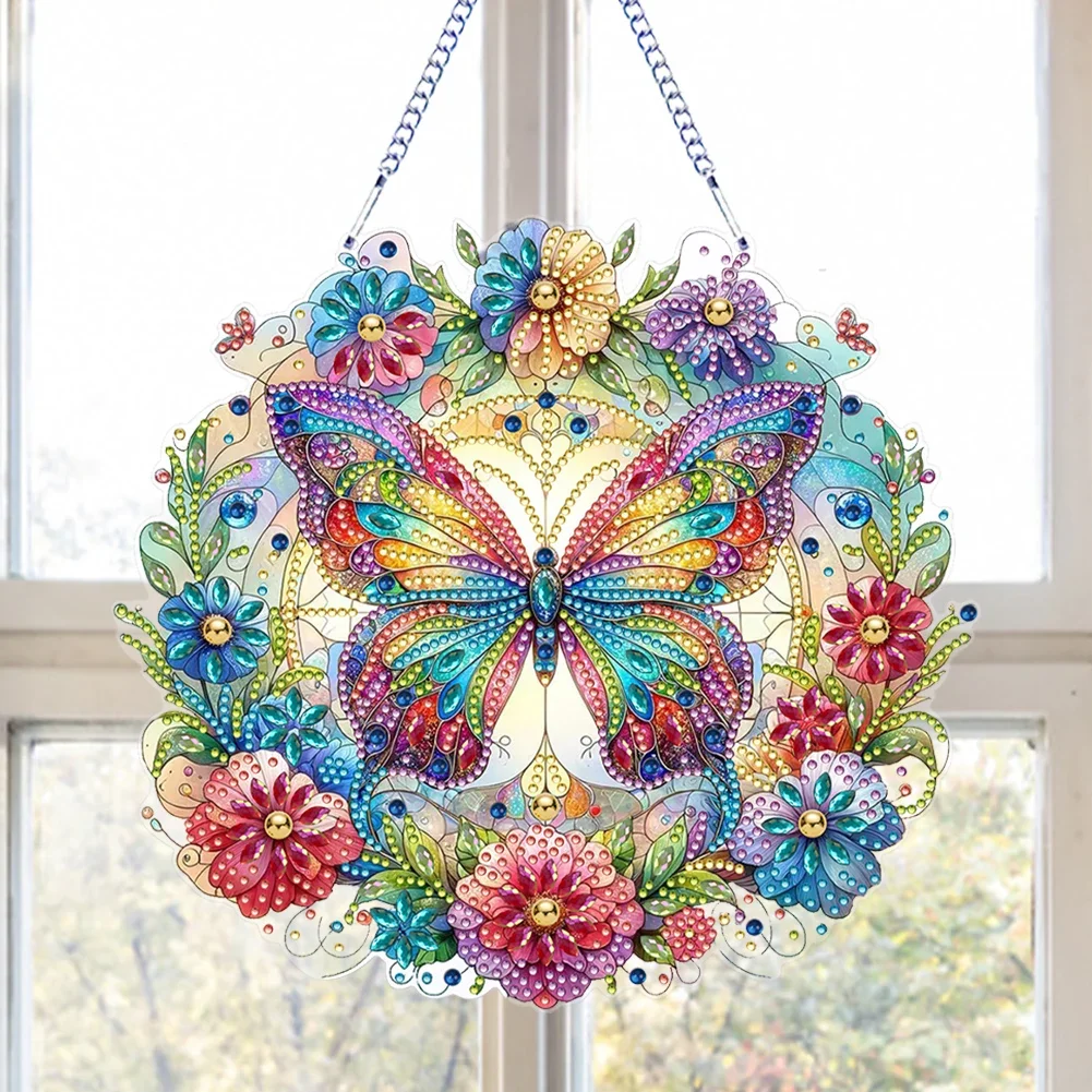 PET Double Sided Special Shaped Cute Animal Rhinestone Diamond Art Window Pendants Diamond Painting Hanging Ornament for Adults