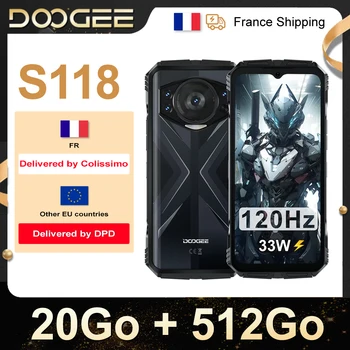 DOOGEE S118 robusto Smartphone 20Go + 512go "10800mAh 33W ricarica rapida 50MP IP68 Telefono dual SIM 4G NFC GPS