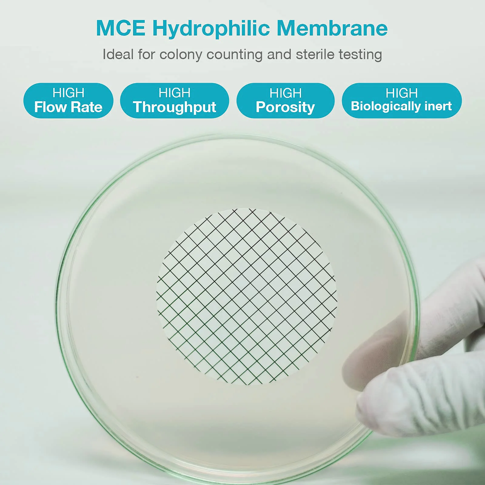 SELTON 25PCS 47mm Sterile MCE Gridded Membrane Filter 0.45um Lab Hydrophilic Filter Paper