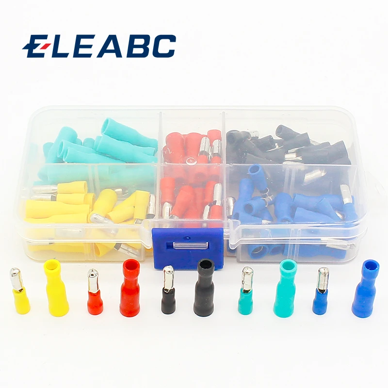 

100pcs/set 5 colors 16~14AWG Male Female Bullet Connector Crimp Terminals Wiring