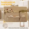 Twin Bed Frame with Guardrail & Bedside Caddy,Multifunctional Headboard with Charging Station,Metal Platform Bed, White 5
