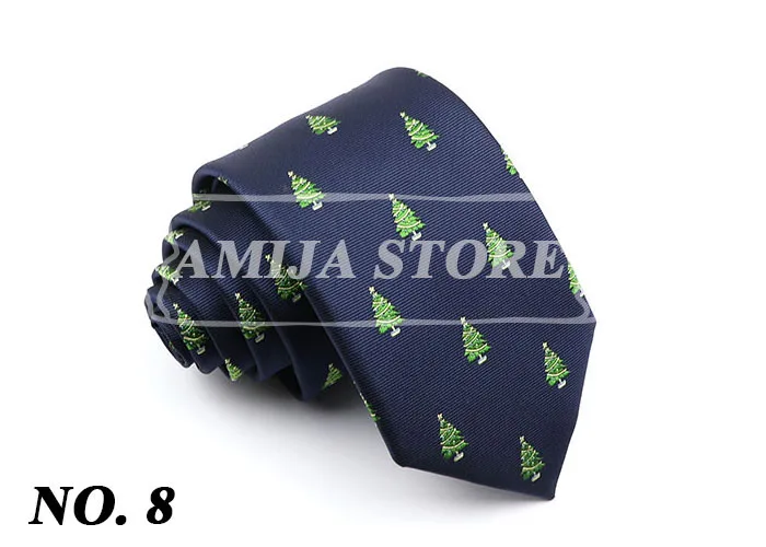 Christmas Ties For Men Red Green Blue Printed Festival Theme Party Gift Xmas Tree Santa Snowflake Slim Necktie For Man Accessori