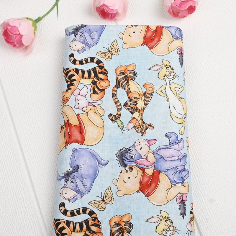 Sale Cotton Disney Winnie The Pooh Fabric Per Half Meter Cartoon Bear  Printed Fabrics Material For