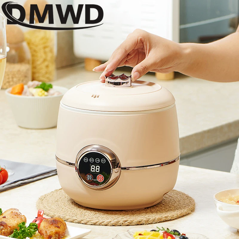 DMWD Mini Rice Cooker Automatic Household Kitchen Smart Electric Cooking machine 1-2 People Food Warmer Steamer 1.6L Rice Cooker 2