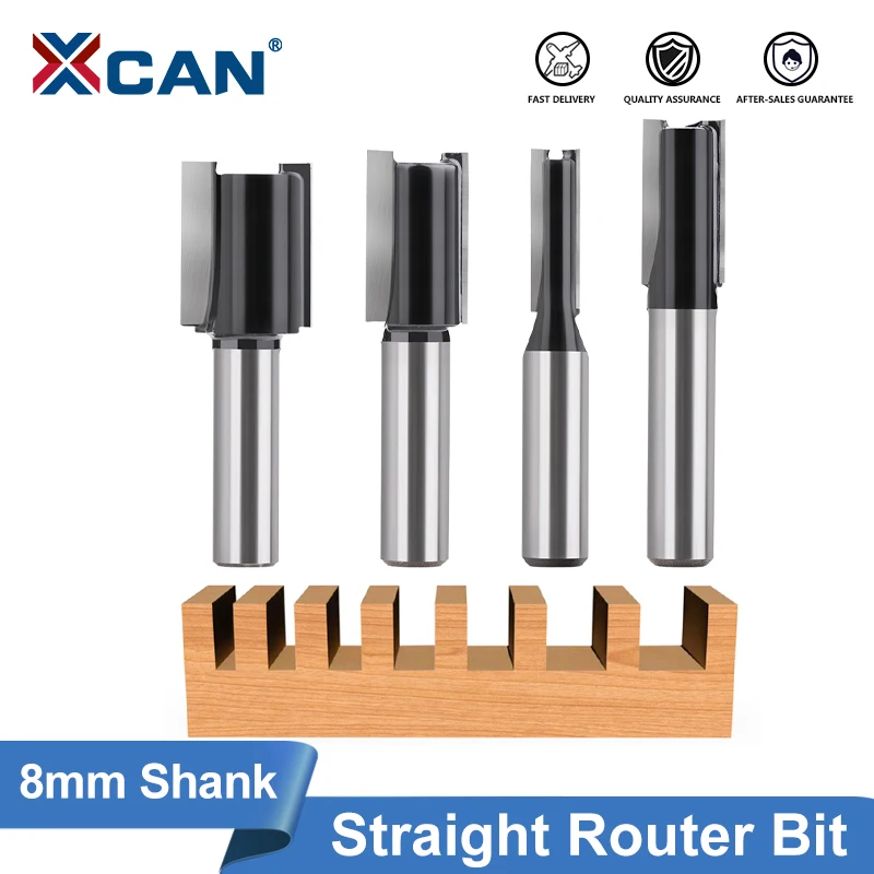 XCAN-Wood-Router-Bit-8mm-Shank-Black-Straight-End-Mill-1-4pcs-Carbide ...