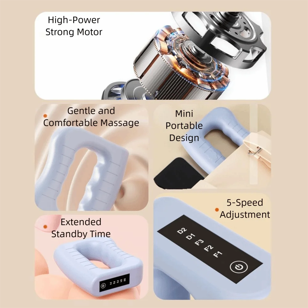 Portable Electric Fascia Massage Ring 5 Vibration Modes Ergonomic Electric Body Massage Machine with Belt Compact Size