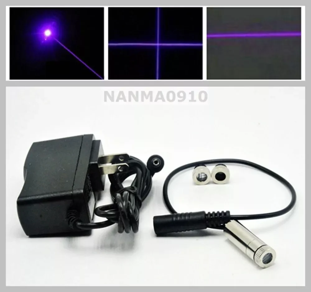 Dot/Line/Cross 20mw 405nm Violet/Blue Purple Laser Diode Module w/ 5V 1A Adapter