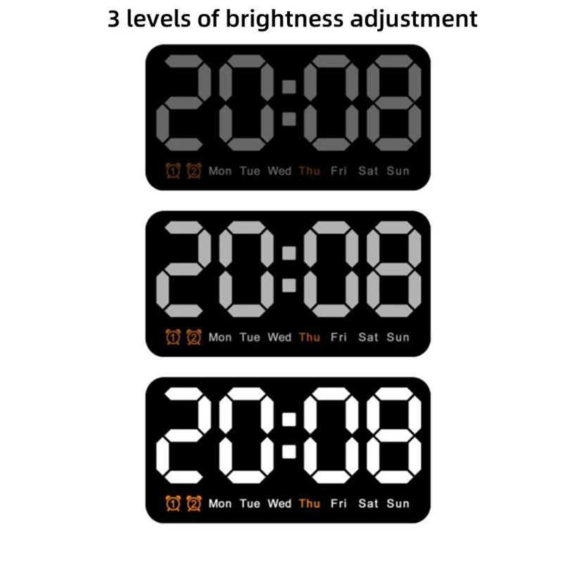 Description Picture 6 of itemDigital LED Alarm Clock with Snooze Function.For Table Stand Or Wall Hanging.Brightness Level Adjustable.Sound Control Backlight