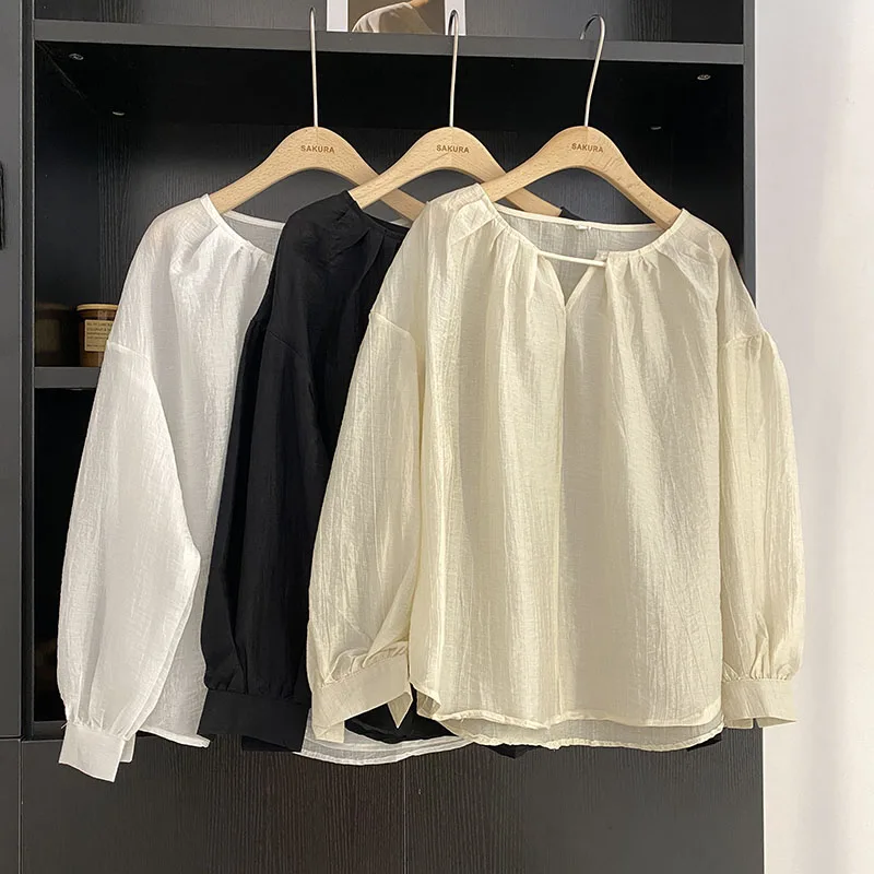 

Korean Fashion Autumn Blouses Women O-neck Hollow Out Long Sleeve Female Blouse Elegant Ladies All-matching Blusas Dropshipping