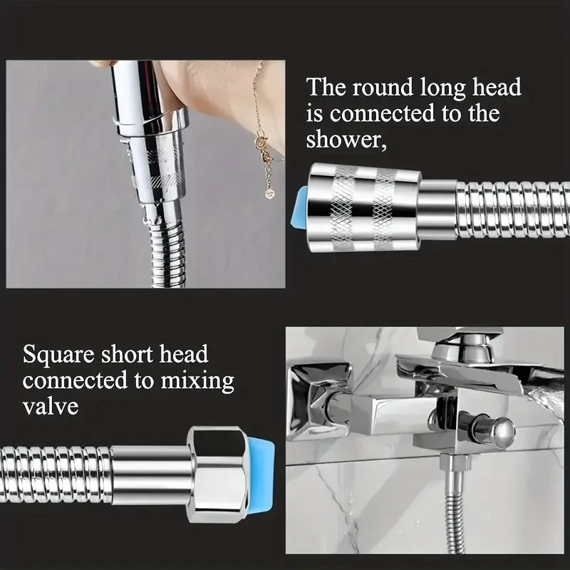 Flexible Stainless Steel Plumbing Hose Shower Head Tube Flexible Bathroom Pipe 1-1.5m Bath Accessories