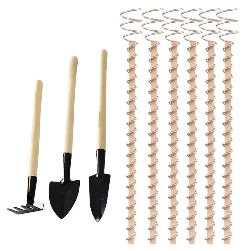 6Pcs 30Cm Electroculture Plant Stakes Giardinaggio Antenne A Spirale In Rame Per La Coltivazione Di Piante Da Giardino E Verdure Con Strumenti