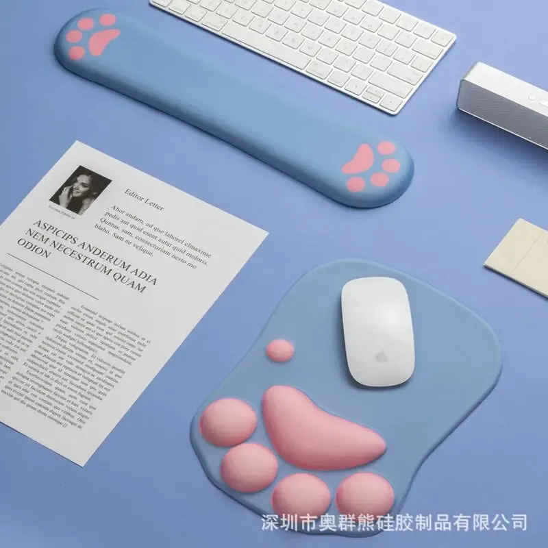 귀여운 고양이 발톱 실리콘 마우스 패드, 메모리 폼 컴퓨터 키보드 패드, 마우스 손목 받침대 베개, 여성 사무용품