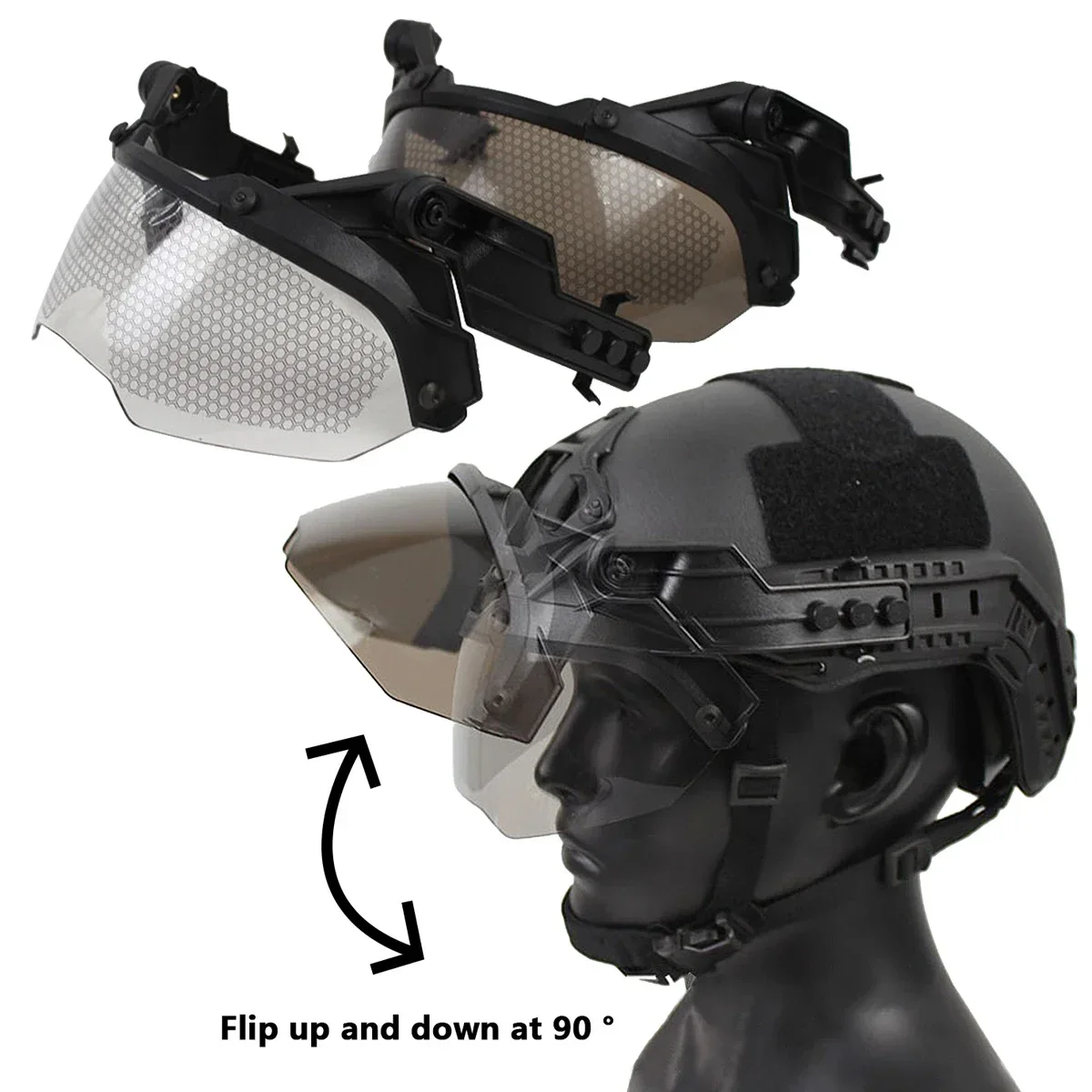 FAST Tactical Flip-Up Helmet Goggles – Anti-Fog Windproof Airsoft & Paintball Eye Protection 1