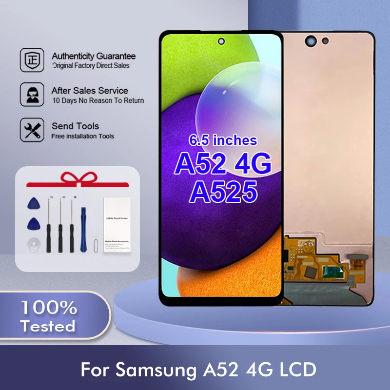 

1Pcs 6.5 Inch For Samsung Galaxy A52 4G Lcd Touch Screen Digitizer A52 Display A525F A525F/DS A525M Assembly With Tools
